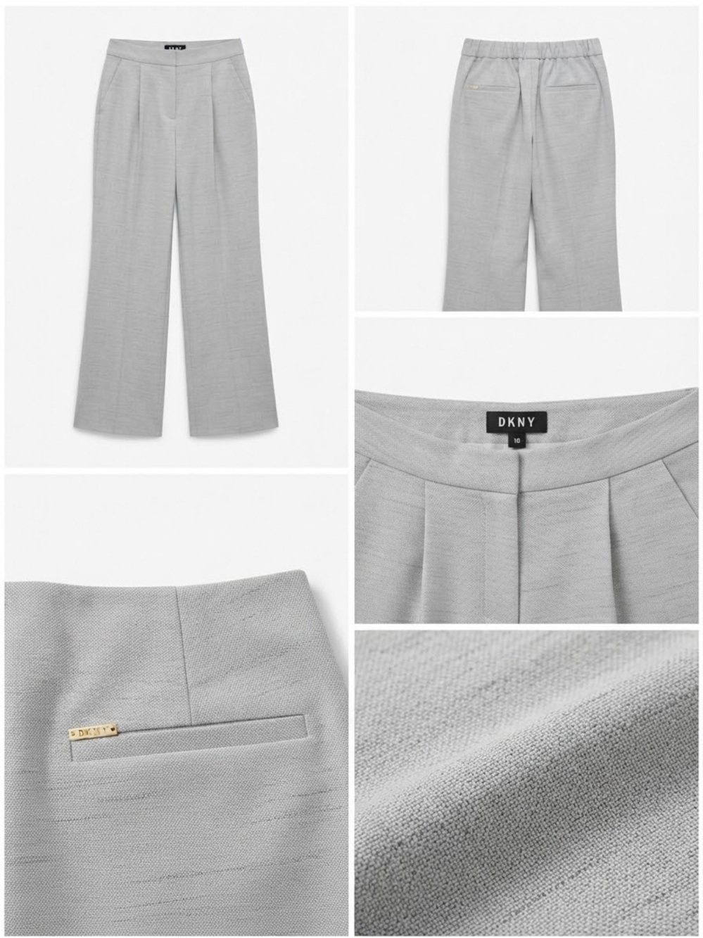DKNY Light Gray Wide-Leg Trousers